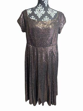 Torrid Sequin Brown Dress Size 18 Short Sleeve Holiday Cocktail Party